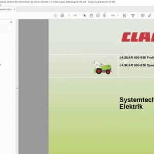 Claas Elektrik JAGUAR 900-830 Speedstar JAGUAR 900-830 Profistar (Typ 493) Systemtechnik - PDF DOWNLOAD (German)