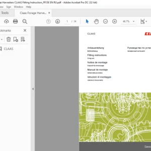 Claas Filling unit Fitting Instructions Manual - PDF DOWNLOAD