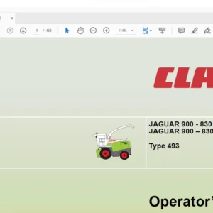 Claas JAGUAR 900 - 830 Profistar JAGUAR 900 – 830 Speedstar Type 493 Operator’s Manual - PDF DOWNLOAD