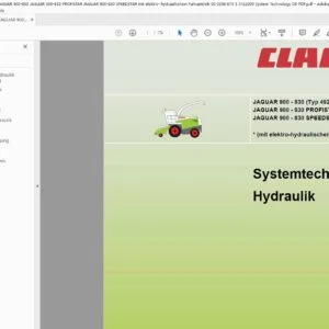 Claas JAGUAR 900-830 (Typ 492) 900-830 PROFISTAR (Typ 492) 900-830 SPEEDSTAR * (Typ 492) Systemtechnik Hydraulik - PDF DOWNLOAD (German)