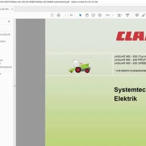 Claas JAGUAR 900-830(Typ 492) 900-830 PROFISTAR(Typ 492) 900-830 SPEEDSTAR(Typ 492) Elektrik Systemtechnik - PDF DOWNLOAD (GERMAN)