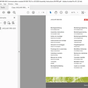 Claas JAGUAR 990-830 Assembly Instruction Manual - PDF DOWNLOAD