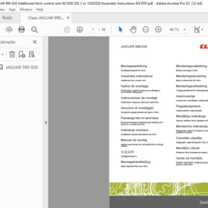 Claas JAGUAR 990-830 Assembly Instruction Manual - PDF DOWNLOAD