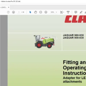 Claas Jaguar 960-930 Jaguar 900-830 Adapter for LEXION front attachments Fitting and Operating Instructions Manual - PDF DOWNLOAD