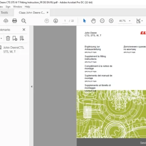 Claas John Deere CTS STS W T Supplement to Fitting Instructions Manual - PDF DOWNLOAD