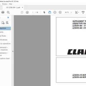Claas LEXION 470 MONTANA LEXION 430 MONTANA LEXION 460 – 410 LEXION 480 /470 SUPPLEMENT TO OPERATOR’S MANUAL - PDF DOWNLOAD
