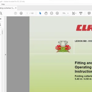 Claas LEXION 580 - 510 Folding cutterbar 5.40 M  4.50 M Fitting and Operator's Manual - PDF DOWNLOAD