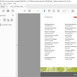 Claas LEXION (C8X) Assembly Instruction Manual - PDF DOWNLOAD
