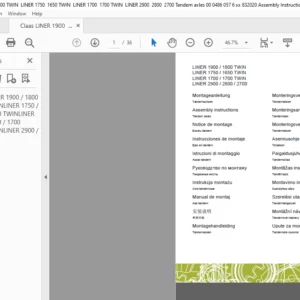 CLAAS LINER 1900 / 1800 TWIN LINER 1750 / 1650 TWIN LINER 1700 / 1700 TWIN LINER 2900 / 2800 / 2700  Tandem axles  Assembly instructions Manual_DE_EN_FR_ES_IT_RU_PL_RO
