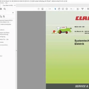 Claas MEGA 360 350 Elektrik Systemtechnik bis Masch.-Nr. 845 00386 & 835 00360 - PDF DOWNLOAD (German)