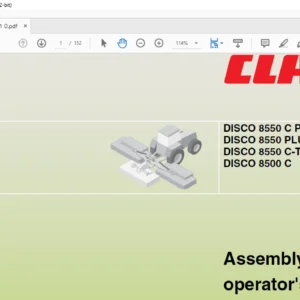 Claas Mowers DISCO 8550 C PLUS / 8550 C DISCO 8550 PLUS / 8550 DISCO 8550 C-T DISCO 8500 C Assembly and operator's Manual  - PDF DOWNLOAD