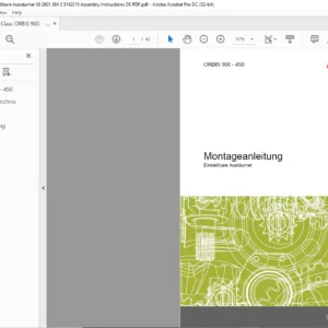 Claas ORBIS 900 - 450 Einstellbare Ausräumer Montageanleitung - PDF DOWNLOAD (German)