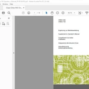 Claas ORBIS 900 ORBIS 750 Supplement to Operator's manual - PDF DOWNLOAD