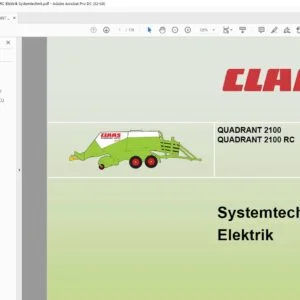 Claas QUADRANT 2100 QUADRANT 2100 RC Elektrik Systemtechnik - PDF DOWNLOAD (GERMAN)