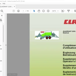 Claas QUADRANT 2200 Advantage Roto Cut Supplement to Operator's Manual_DE_FR_EN_IT_ES_RU - PDF DOWNLOAD