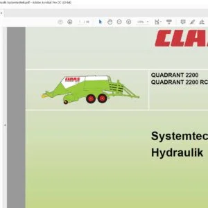 Claas QUADRANT 2200 QUADRANT 2200 RC Hydraulik Systemtechnik - PDF DOWNLOAD (GERMAN)