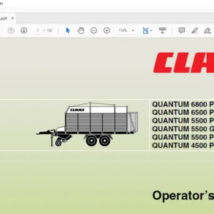 Claas Quantum 6800 P Quantum 6500 P Quantum5500 P-18 / P-16 Quantum  5500 GT Quantum 5500 P Quantum 4500 P Operator’s Manual