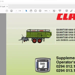 Claas Quantum 6800 S / P Quantum 5800 S / P Quantum 5700 S / P Quantum 4700 S / P with ISOBUS control Supplement to operator's Manual - PDF DOWNLOAD