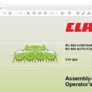 Claas RU 600 CONTOUR RU 600 AUTO-CONTOUR TYP 903 Assembly- and Operator’s Manual - PDF DOWNLOAD