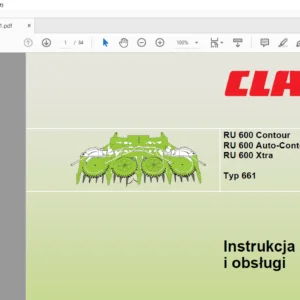Claas RU 600 Contour RU 600 Auto-Contour RU 600 Xtra Typ 661 Instrukcja montażu i obsługi - PDF DOWNLOAD(Polish)