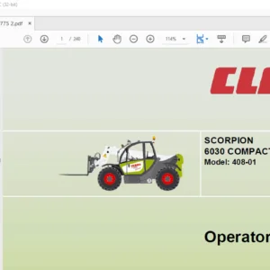 Claas SCORPION 6030 COMPACT Model: 408-01 Operator's Manual- PDF DOWNLOAD