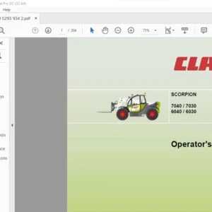 Claas SCORPION 7040 / 7030 6040/  6030 Operator's Manual - PDF DOWNLOAD