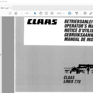 Claas Swathers LINER 770 Operator's Manual_FR_DE_EN_RU - PDF DOWNLOAD