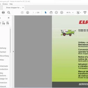 Claas TUCANO 450 / 440 / 430 TUCANO 340 / 330 / 320 Straw chopper for maize / grain Conversion and Operator’s Manual_DE_FR_EN_ES_IT_RU