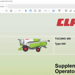 Claas TUCANO 450 Type 840 Operator's Manual  - PDF DOWNLOAD
