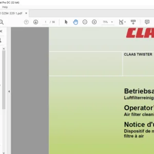 Claas TWISTER Air filter cleaning unit Operator’s Manual_FR_EN_DE  - PDF DOWNLOAD