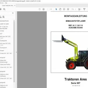 Claas Traktoren Ares Serie 507 EINBAUSATZ FÜR LADER Montageanleitung - PDF DOWNLOAD (German)