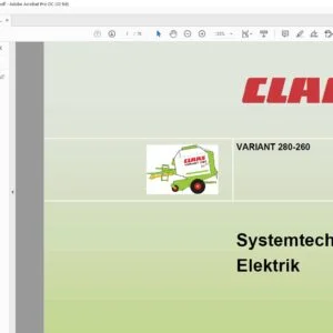 Claas VARIANT 280-260 Elektrik Systemtechnik - PDF DOWNLOAD (GERMAN)