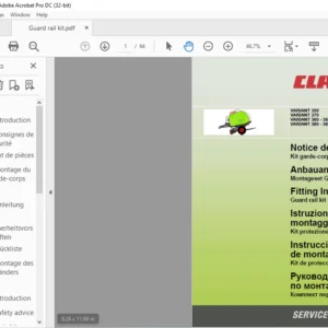 Claas VARIANT 350 VARIANT 370 VARIANT 360 - 365 VARIANT 380 - 385 Guard rail kit Fitting Instructions Manual_FR_EN_DE_ES_RU