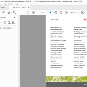 Claas VOLTO 800 T Assembly Instruction Manual  - PDF DOWNLOAD
