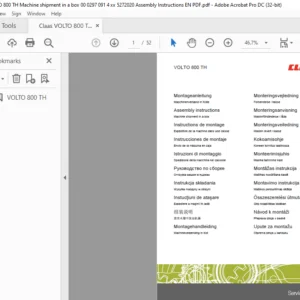 Claas VOLTO 800 TH Assembly Instruction Manual - PDF DOWNLOAD