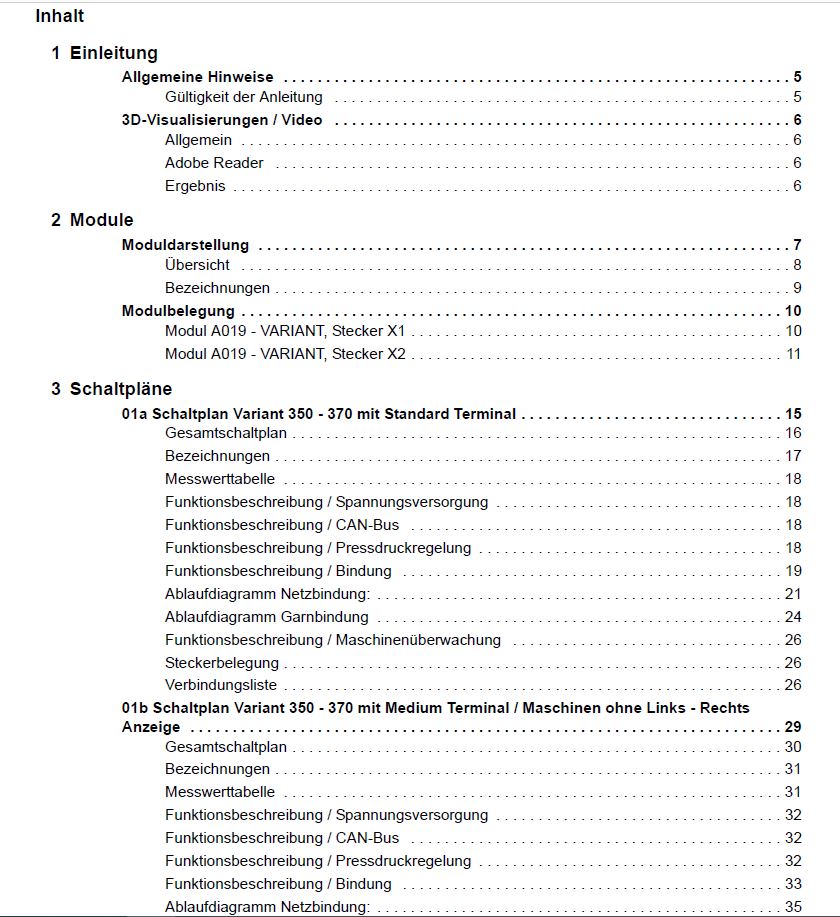 Claas Variant 370 - 350 Elektrik Systemtechnik - PDF DOWNLOAD (GERMAN ...