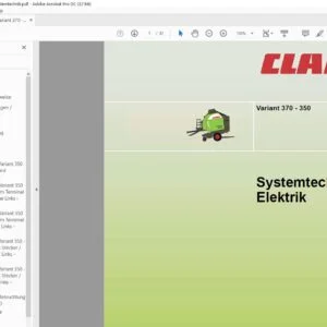 Claas Variant 370 - 350 Elektrik Systemtechnik - PDF DOWNLOAD (GERMAN)