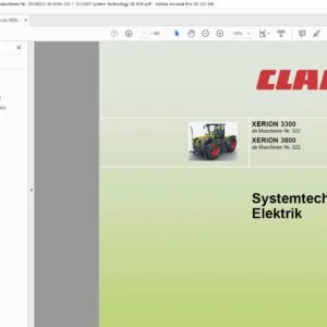 Claas XERION 3300 XERION 3800 Elektrik Systemtechnik - PDF DOWNLOAD (German)