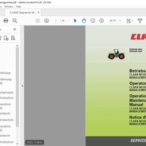 Claas XERION 3800 XERION 3300 CLAAS SEQUENCE MANAGEMENT Operator's Manual  - PDF DOWNLOAD