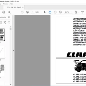 Claas Jaguar 880 Jaguar 860 Jaguar 840 Jaguar 820 Operator's Manual - PDF DOWNLOAD