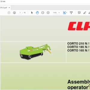 Class Mowers CORTO 210 N/S CORTO 185 N/S CORTO 165 N/S Assembly and Operator's Manual - PDF DOWNLOAD