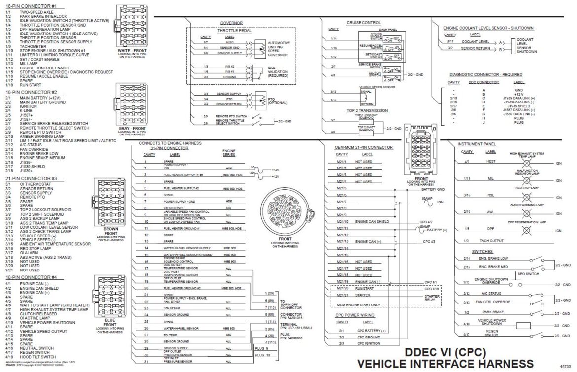 Detroit Diesel DDEC VI (CPC) VEHICLE INTERFACE HARNESS SCHEMATIC - PDF ...