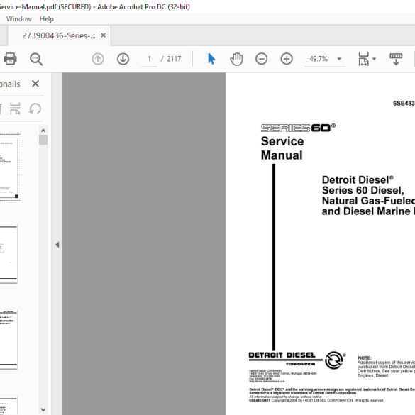 Detroit Diesel Series 60 Diesel Natural Gas Fueled And Diesel Marine Engines Service Manual 4092