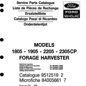 Ford New Holland 1805 1905 225 2305CP Forage Harvester Service Parts Catalogue Manual - PDF DOWNLOAD