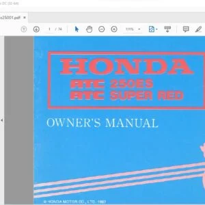 Honda ACT 250 ES ATC SUPER RED OWNER'S MANUAL- PDF DOWNLOAD