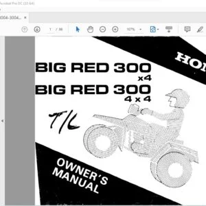 Honda BIG RED 300 x4 BIG RED 300 4x4 OWNER'S MANUAL - PDF DOWNLOAD