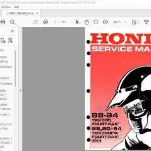 Honda TRX300 Fourtrax TRX300FW Fourtrax 4x4 Service Manual - PDF DOWNLOAD