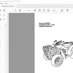 Honda TRX350FE FOURTRAX 350 4 X 4 ES OWNER'S MANUAL- PDF DOWNLOAD