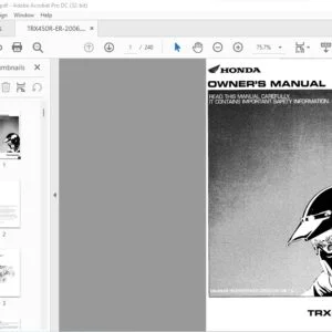 Honda TRX450ER (electric starter) Honda TRX450R (kickstarter) OWNER'S MANUAL- PDF DOWNLOAD