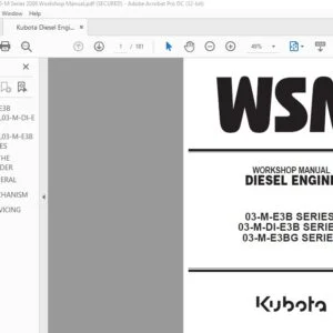 Kubota 03-M-E3B SERIES 03-M-DI-E3B SERIES 03-M-E3BG SERIES Diesel Engine Workshop Manual